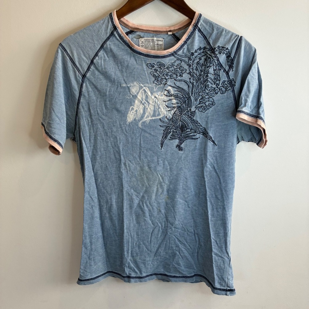 Grunge/distressed vintage y2k-era Guess Georges Marciano graphic tee.